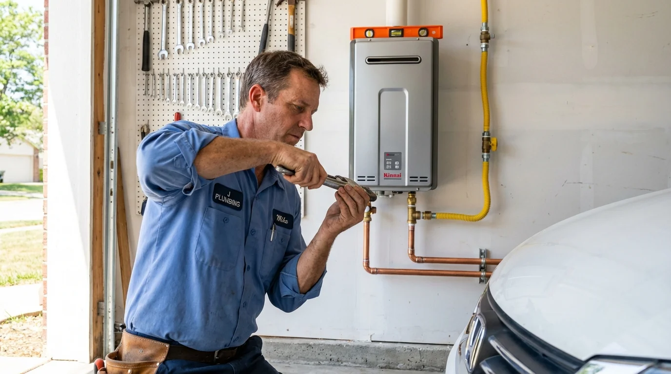 Tankless water heater installation by a Johns Plumbing LLC plumber in Terry