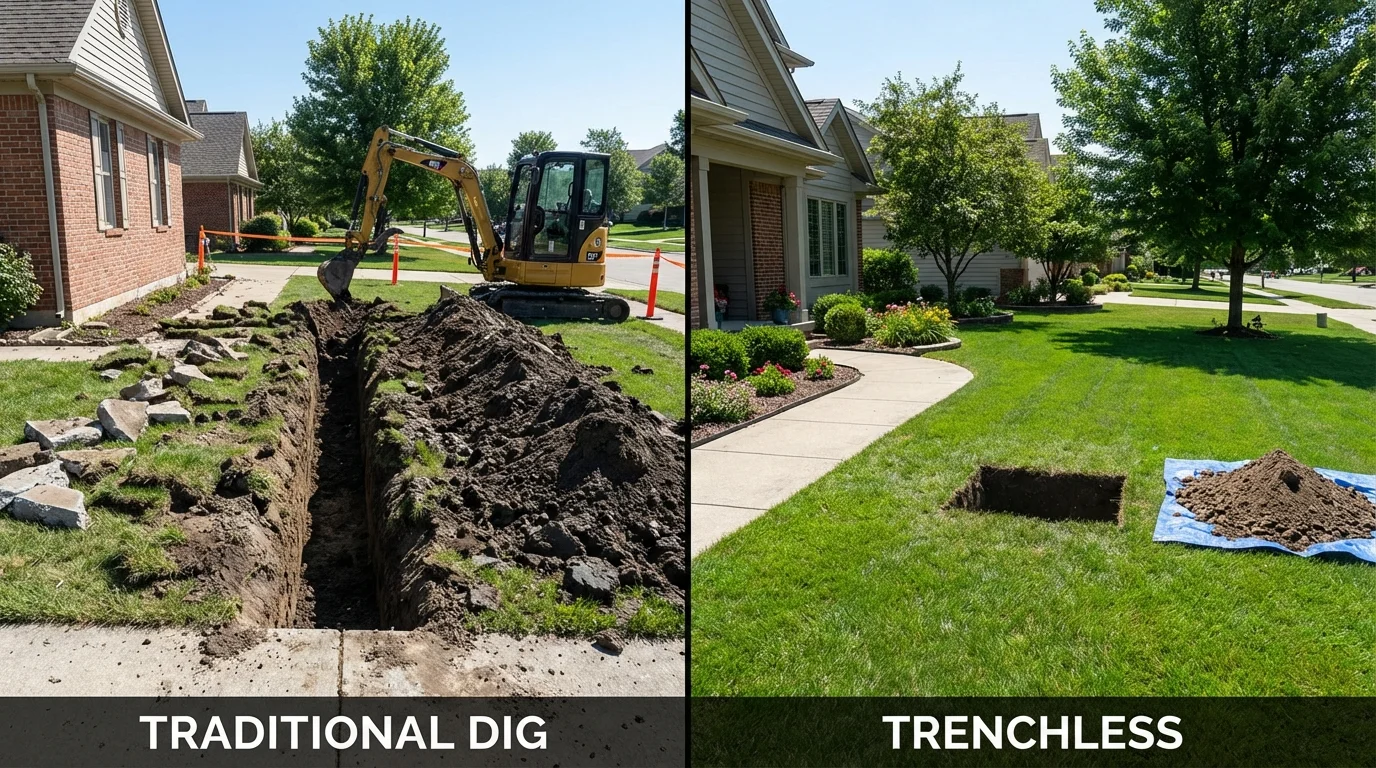 Trenchless sewer repair with minimal yard damage versus traditional excavation in Terry, MT
